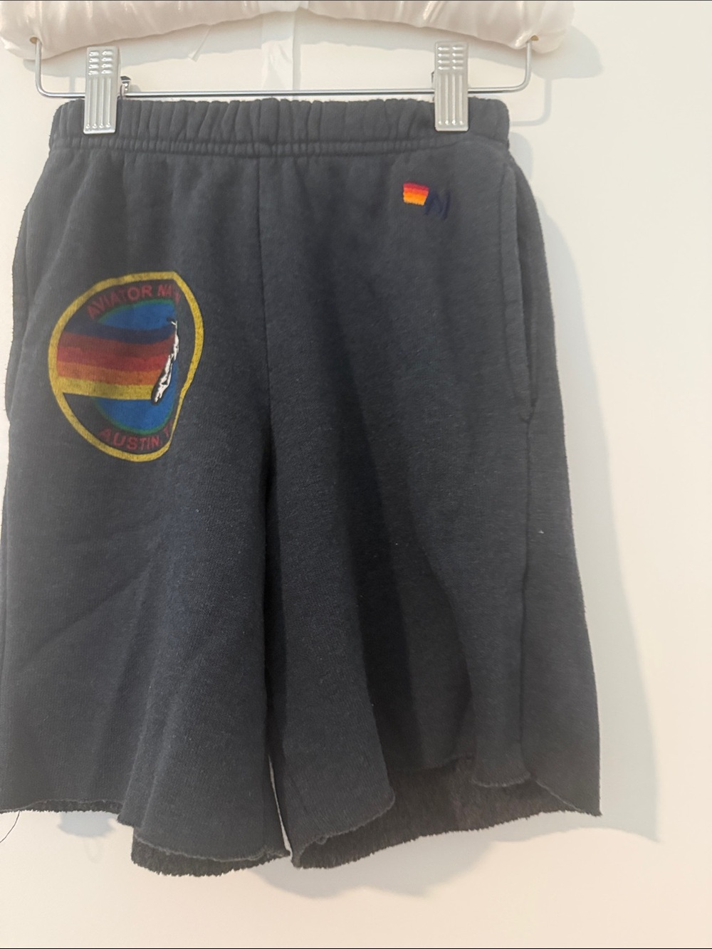 Aviator Nation Black Shorts with Rainbow Patch
